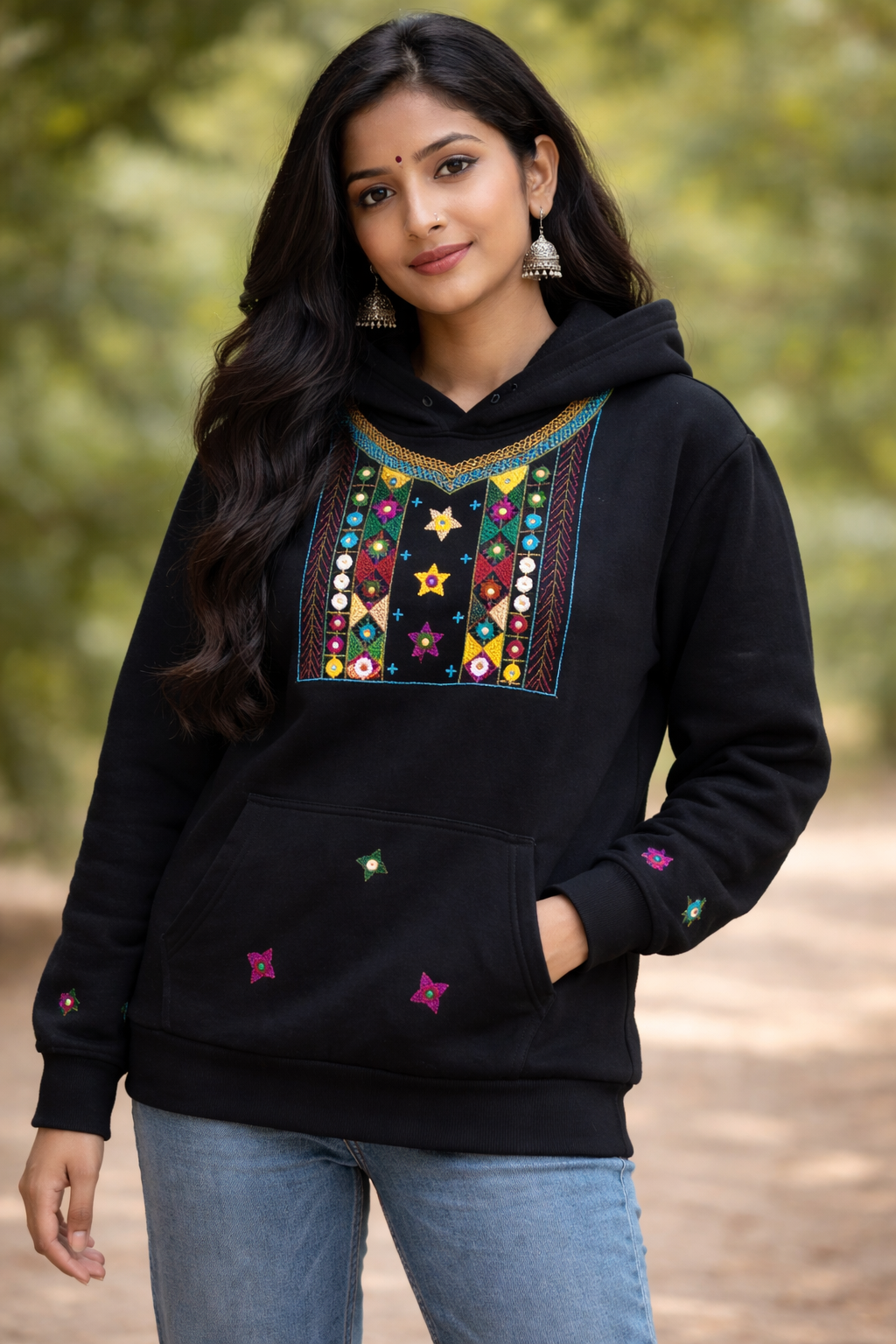 Lambani Hand-Embroidered Women’s Cotton Hoodie